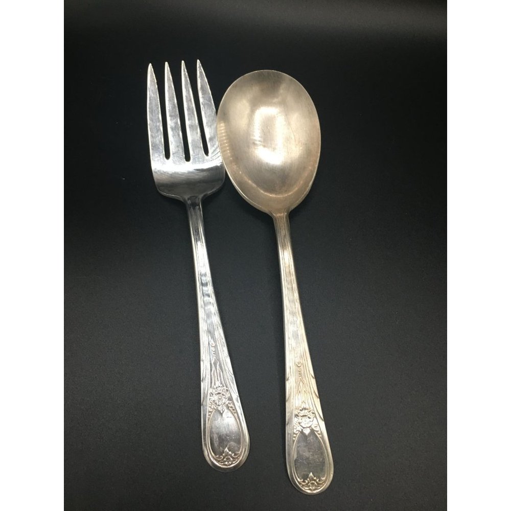 Silver Salad Servers Spoon Fork NEWPORT 1946 by Newport Silver Plate
